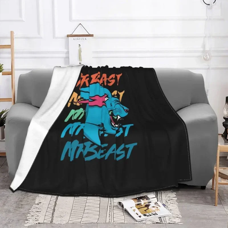 Retro Vintage Mr Beast Game Funny Gaming Blanket Fleece Textile Multi-function Soft Throw Blankets for Sofa Office Bedspread