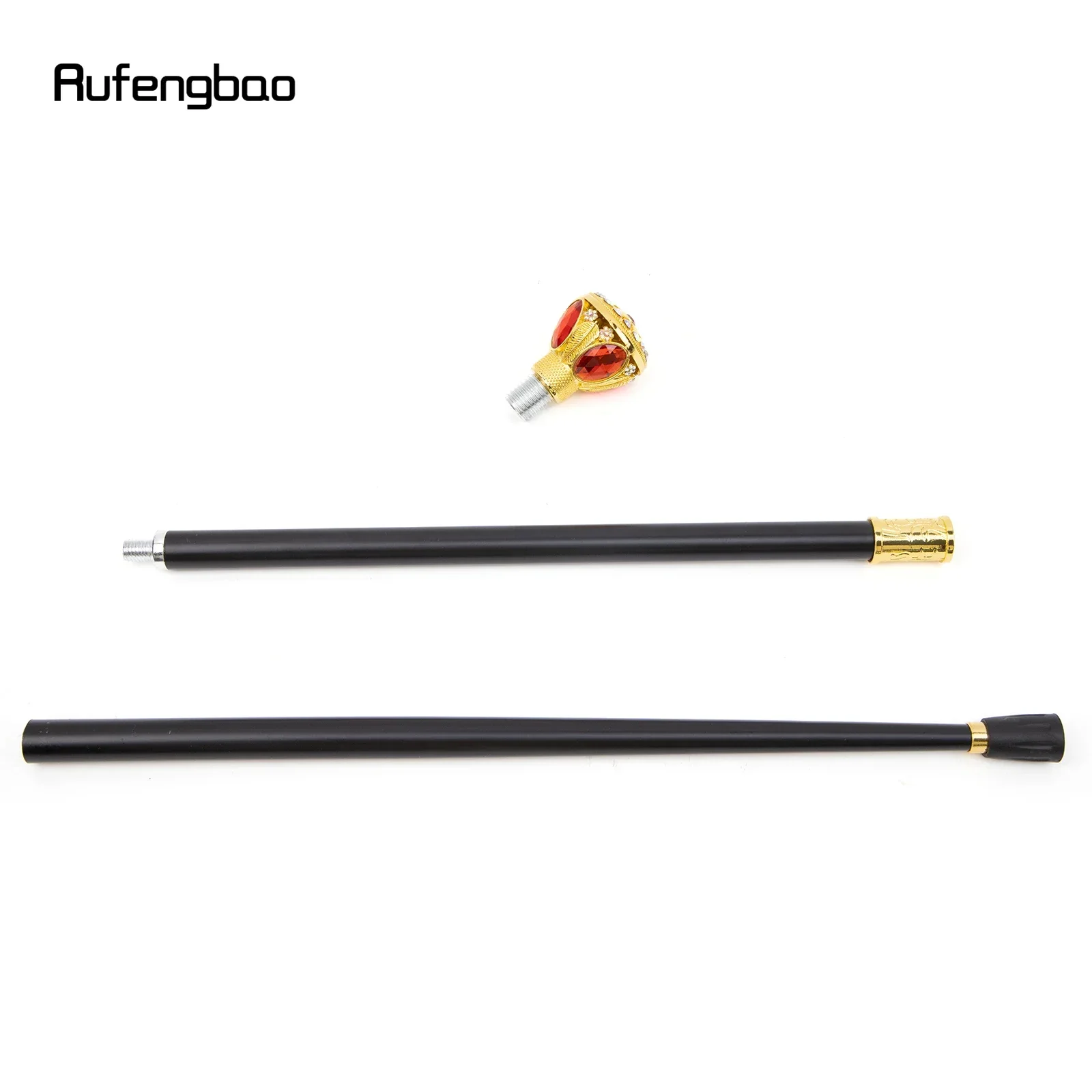 Gouden Rode Kunstmatige Diamant Riet Mode Decoratieve Wandelstok Cosplay Riet Knop Crosier 94cm Prestaties Podium Riet