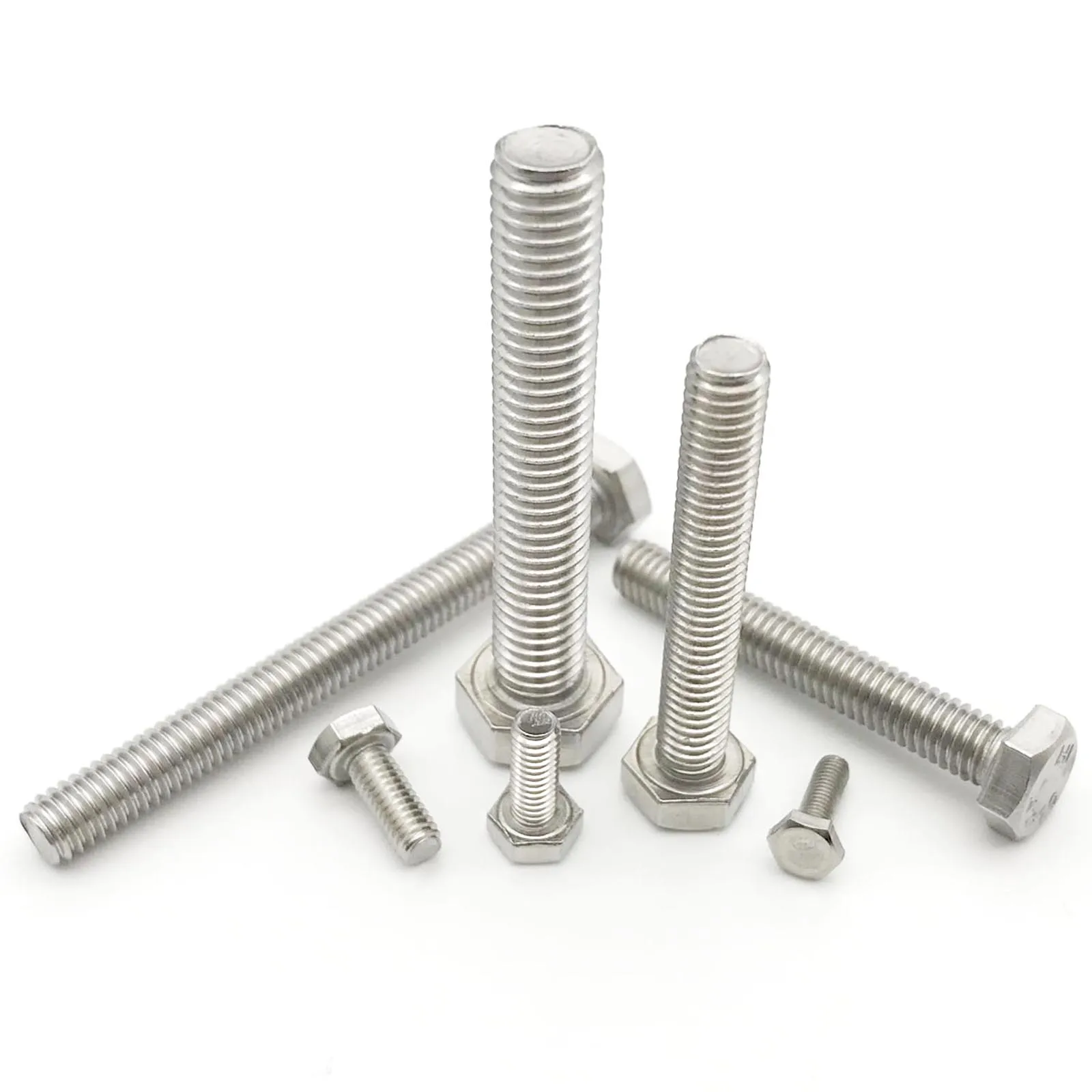 M5 M6 M8 A2-70 304 Stainless Steel DIN933 External Hex Screw Outer Hexagon Head Bolt Lengthen Thread 30-250mm