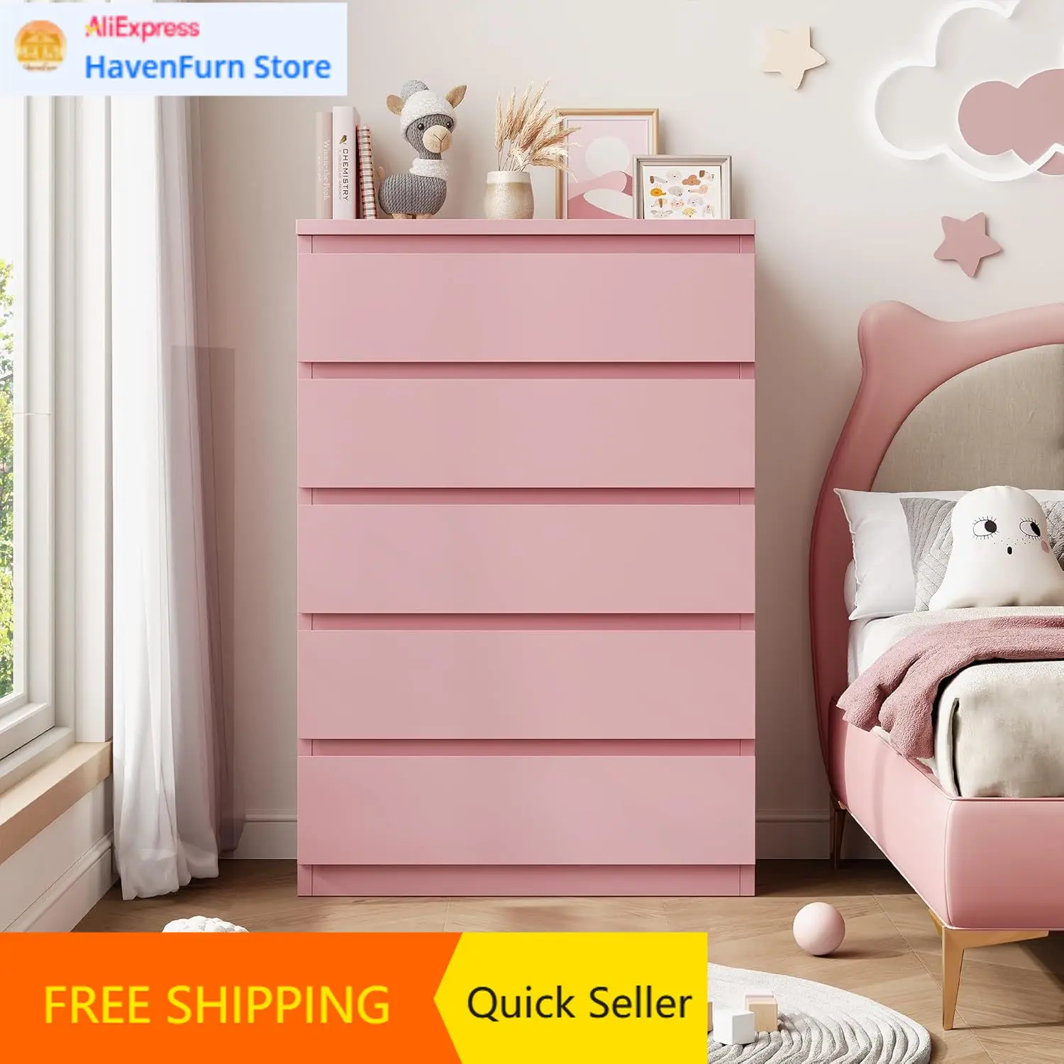 Pink 5 Drawer Dress…