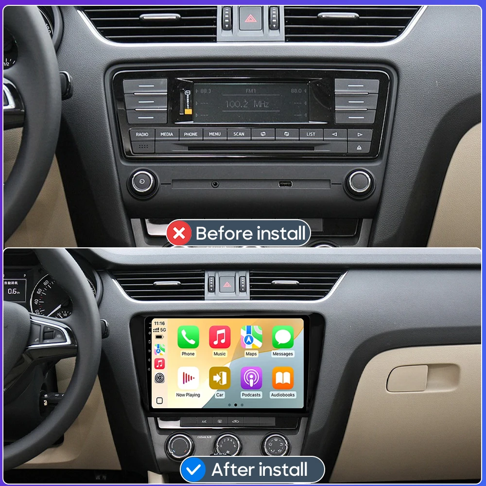 Android For Skoda Octavia 3 A7 2013 - 2018 Car Multimedia Player Stereo Head Unit Carplay Auto Radio Navigation GPS 2bin Wifi Bt