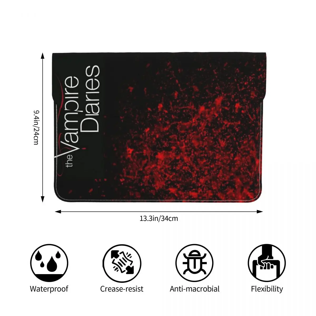The Vampire Diaries Damon Salvatore PU Leather Horizontal Laptop Sleeve Shockproof Soft Lining Notebook Case 13 Inch