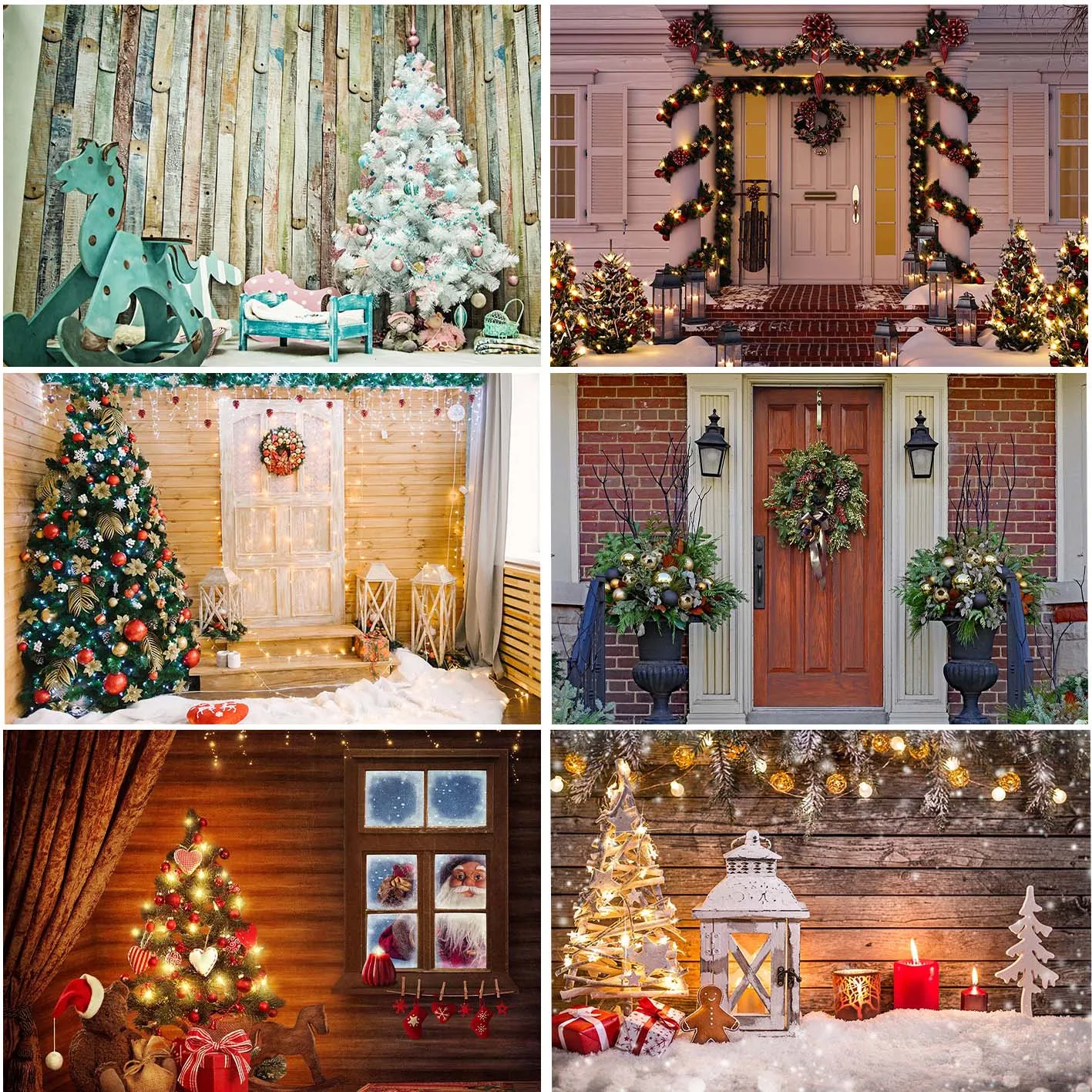 

Merry Christmas Photography Backgrounds Home Decoration Happy Holiday Party Decor Xmas Trees Santa Claus Banner Props Backdrops