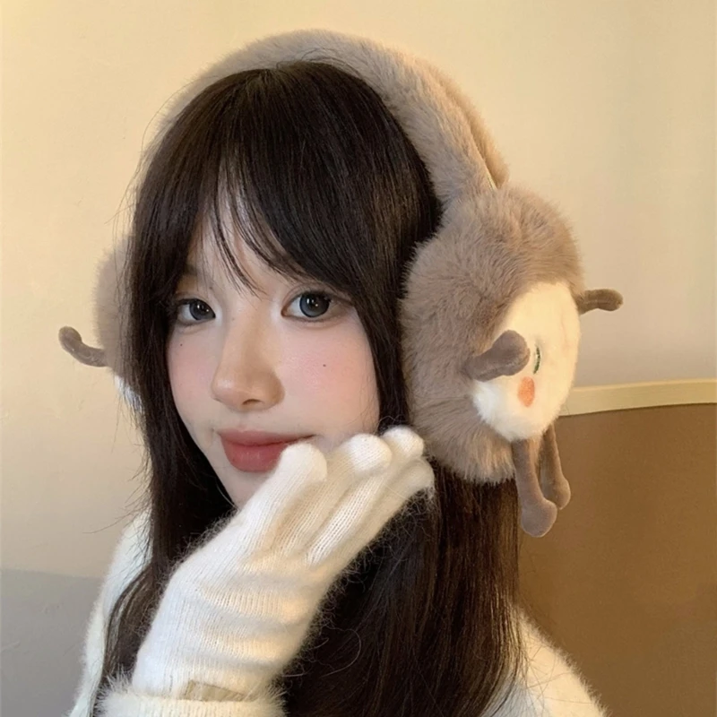 Furry Plush Cartoon Sheep Earmuffs for Cold Weather Outdoor Winter Activity Ear Cover Lamp Ear Protectors for Students