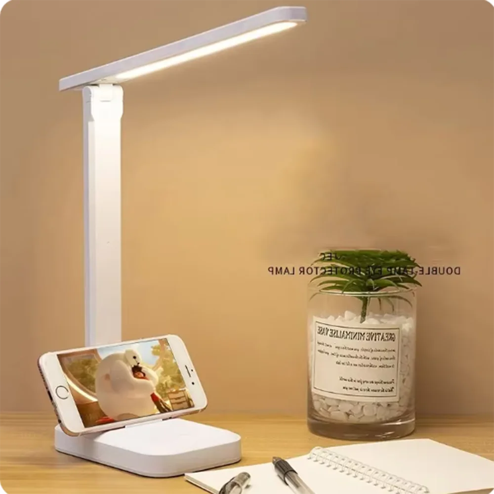 

LED Desk Lamp USB Rechargeable Touch Dimming Desk Lamp Foldable Student Dormitory Reading Bedroom Eye Protection Night Light