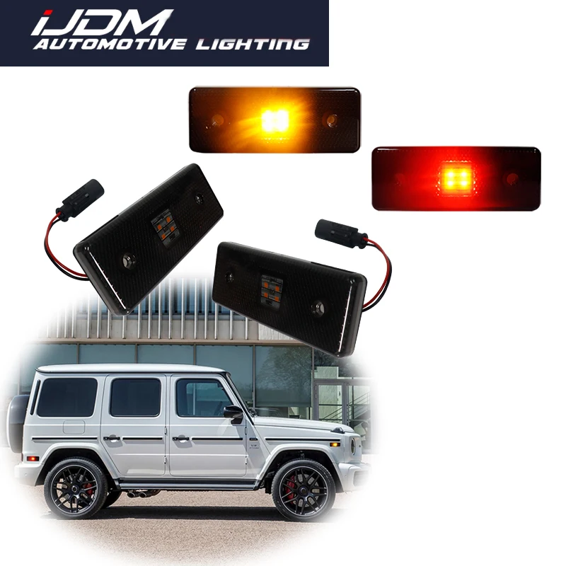 For Mercedes W463 G-Class G550 G63 G65 AMG 2015 2016 2017 2018 Car Front Amber Rear Red LED Bumper Side Marker Parking Lights