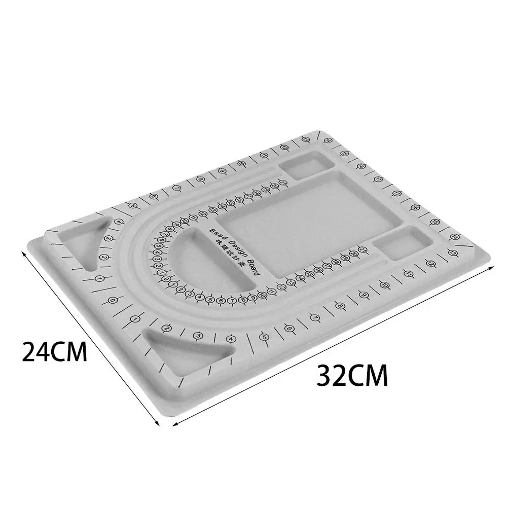 Outil de mesure multifonctionnel pour bracelet en plastique, outil de conception de bijoux, tableau de perles floquées grises, collier de bricolage