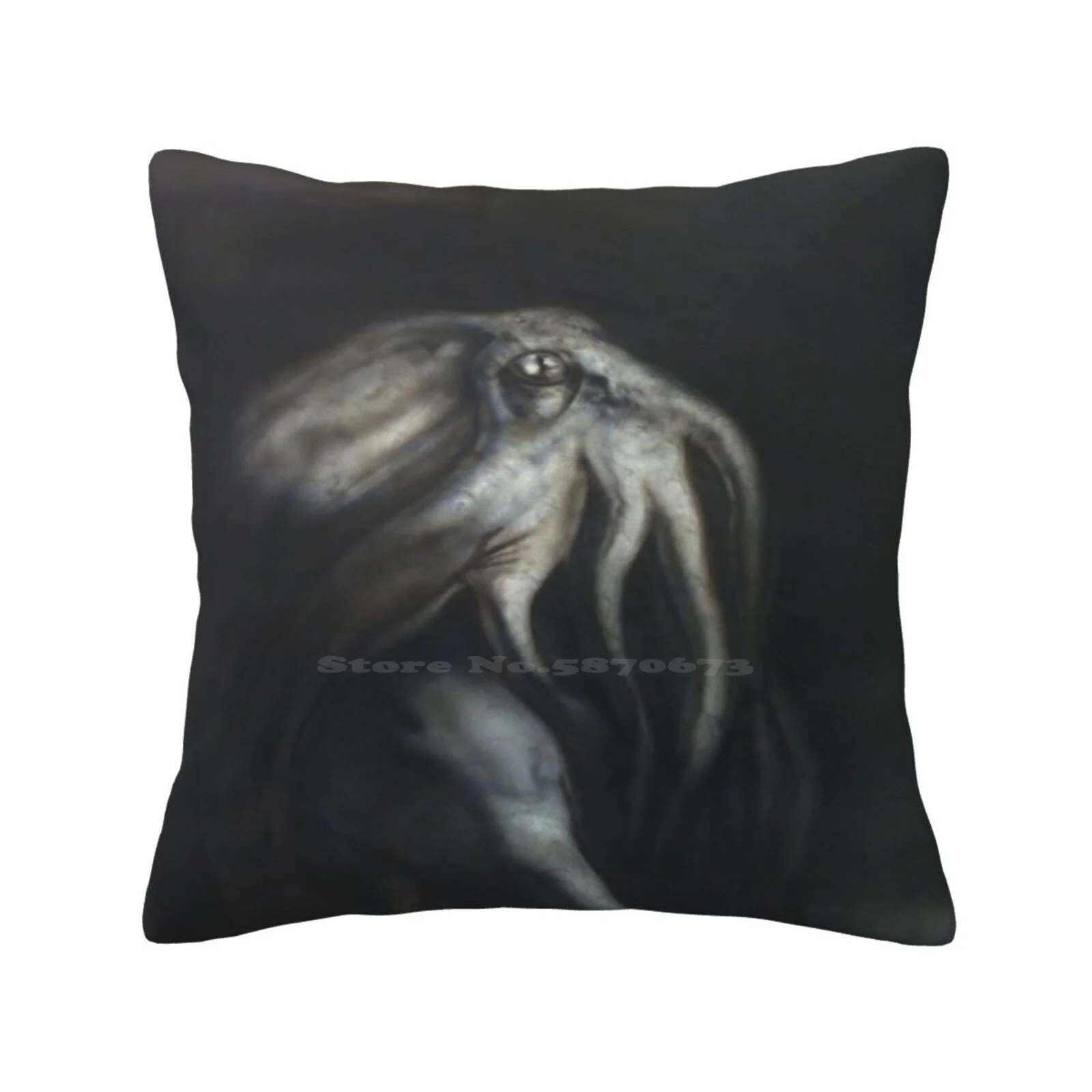 Old Ones Awake Pillow Cover Hug Pillowcase Airbrush Cthulhu Lovecraft Black Monster Scary Literature Sf