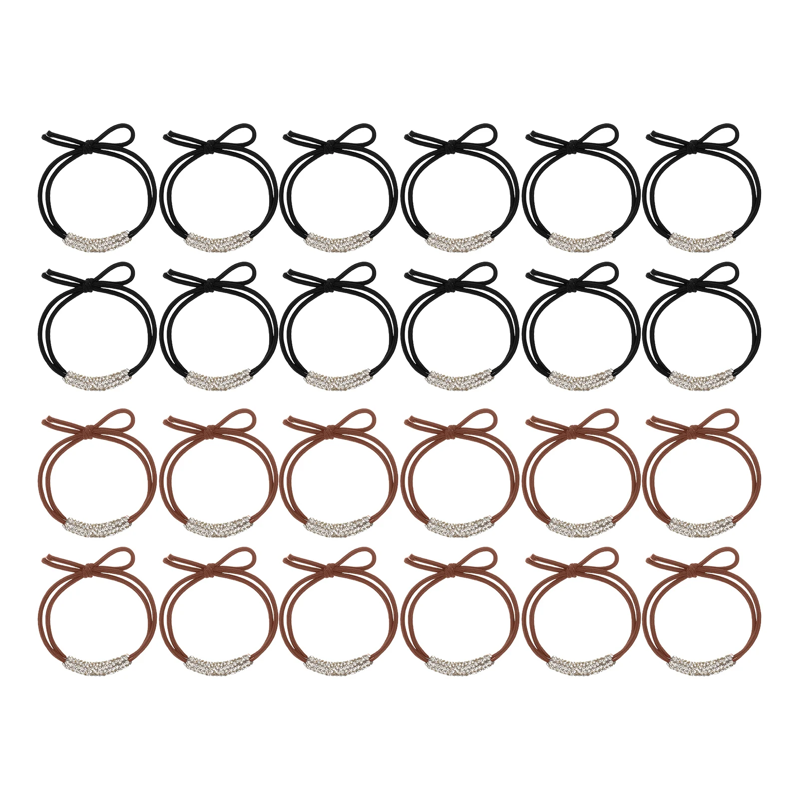

24 Pcs Rhinestone Hair Tie Black Elastic Ties Ladies Rope Bungee Hairbands for Women's