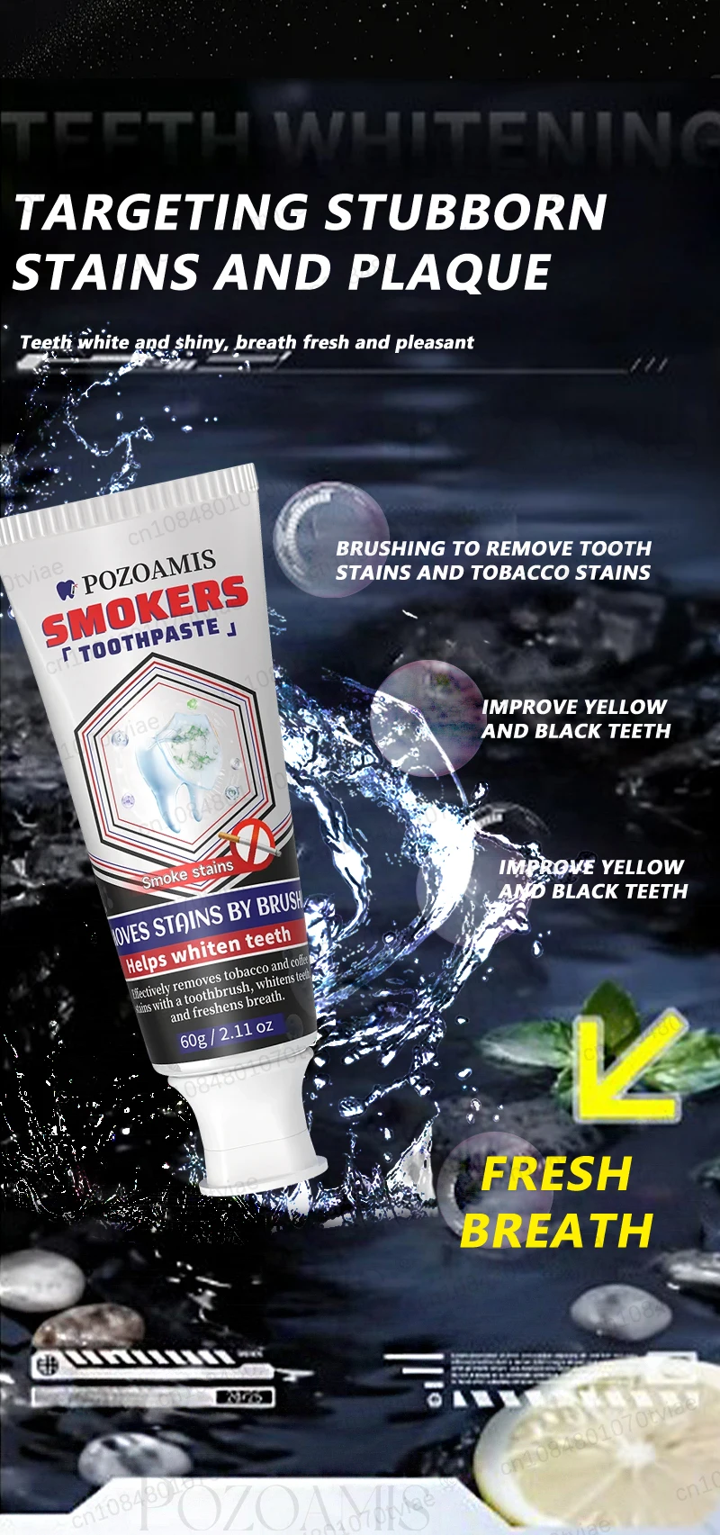 POZOAMIS 30% Hydroxyapatite Toothpaste, For Home Use, Deeply Cleans And Whitens Teeth, Freshens Breath, Protects Gum Health, And Removes Plaque And Tartar.