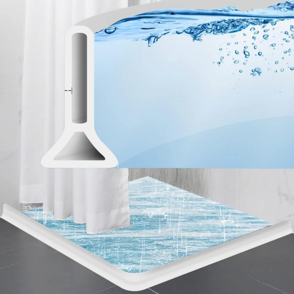Badezimmer-Dusch-Wasserstopper-Streifen 1 Meter PVC-Dichtungsbarriere zur Verhinderung von Wasserleckagen und zur Wasserrückhaltung im Duschbereich