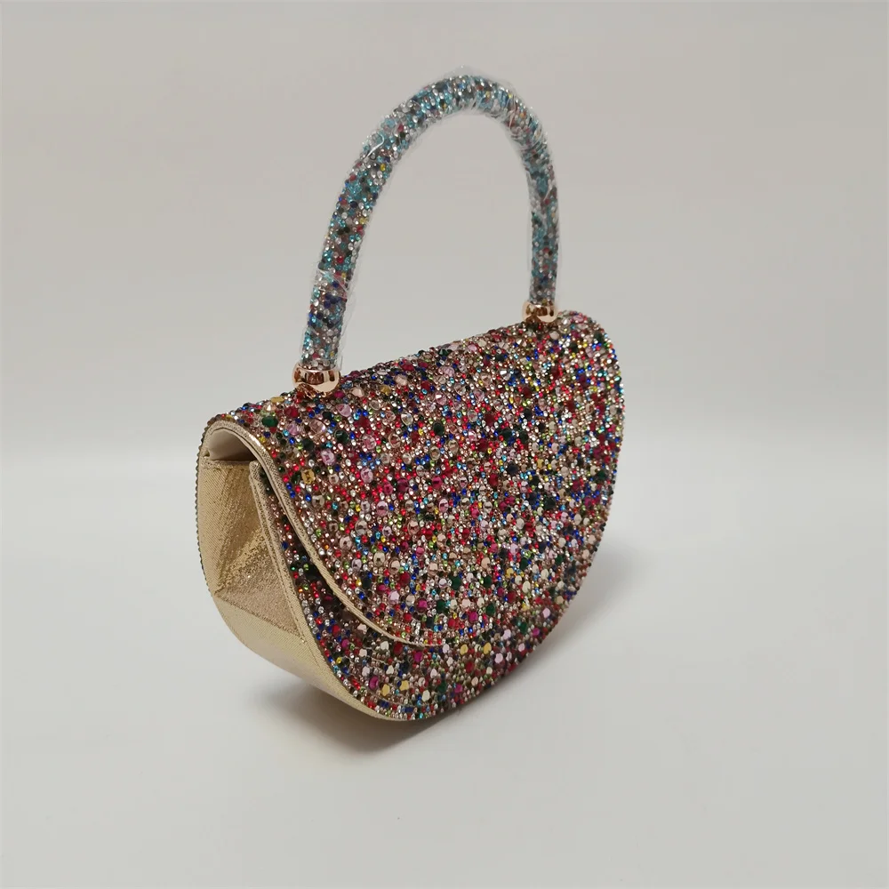 Gold Stylish Women's Rhinestone Clutch Bag, Women's Hand B and Crossbody Bag Party HandBag Light Lady Bag F918-1 image 4