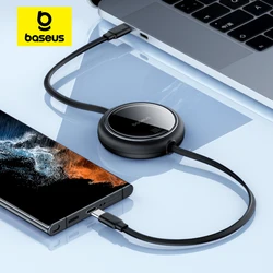 Baseus Retractable 100W USB C Cable For MacBook iPad Fast Charger Cable For iPhone 17 16 Plus Pro Max Type C For Xiaomi Samsung