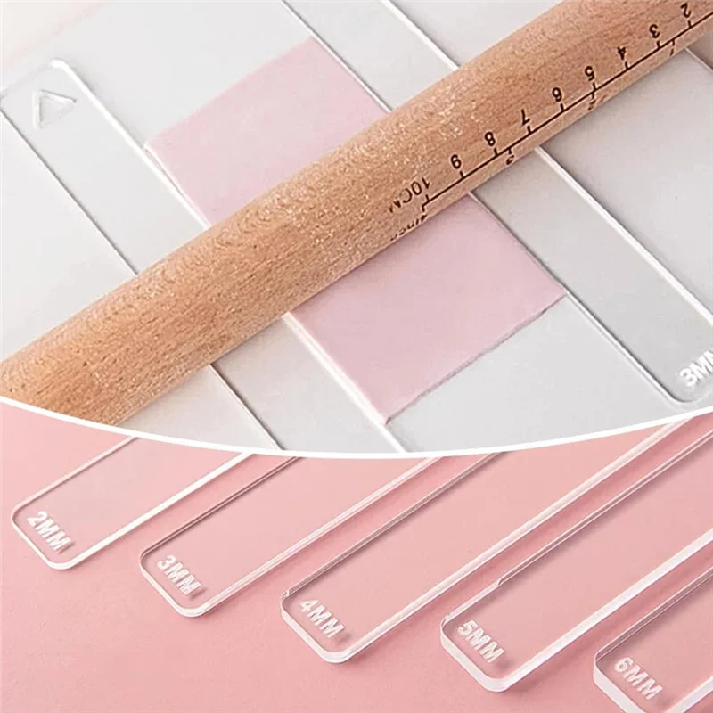 F-3C 5 pares de guias de rolo de argila para espessura de massa 2/3/4/5/6mm régua de espessura de argila de polímero ferramentas de rolo de argila