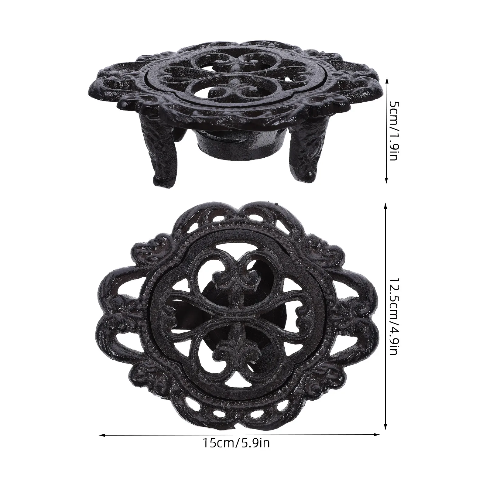 Cast Iron Teapot Warmer Heavy Duty 6 Inch Stand Retro Iron Trivet for Tea Coffee Milk Heating Tea Light Warming Stand