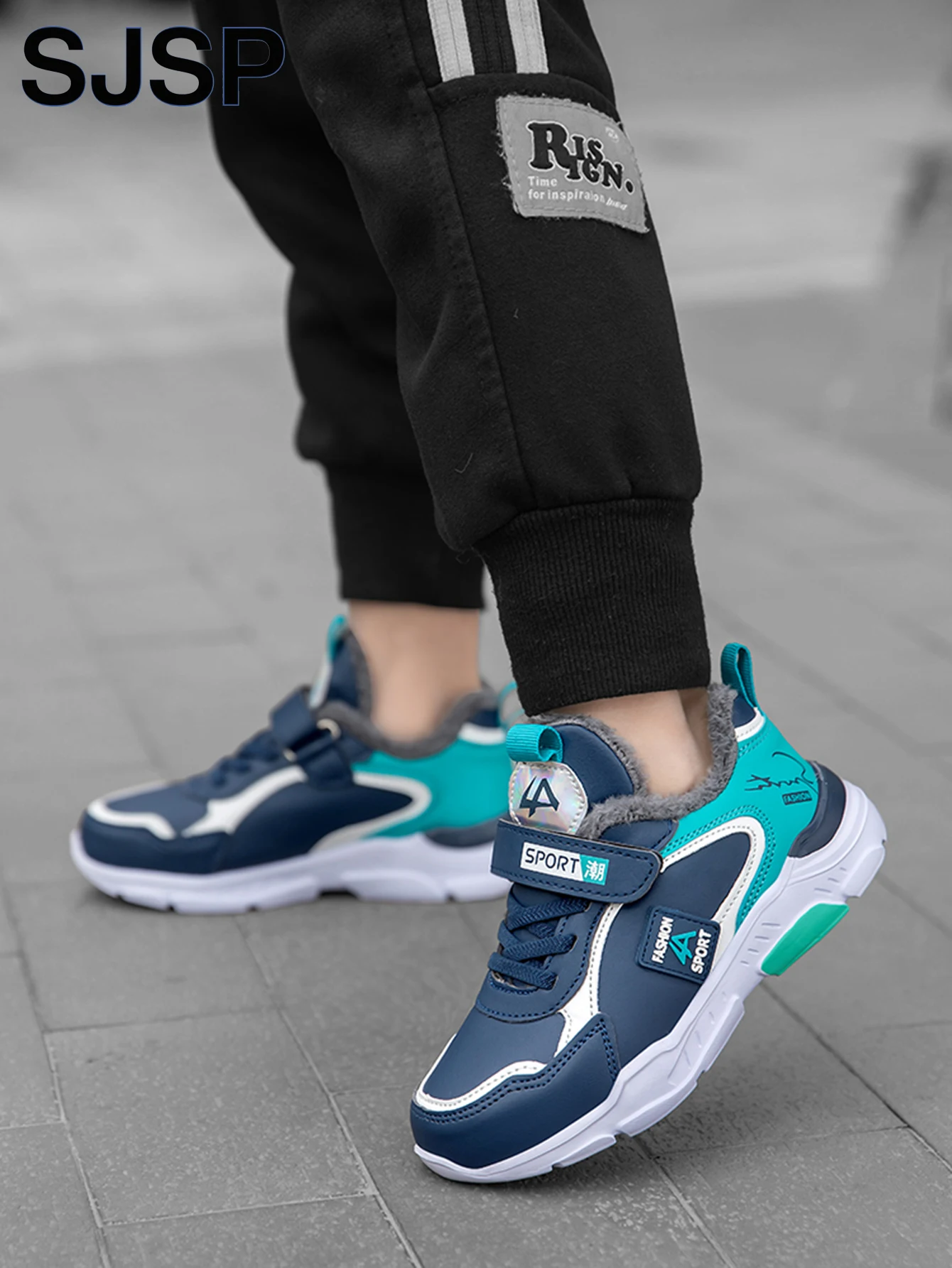 أحذية أطفال للخريف والشتاء، أحذية رياضية للأولاد، مغطاة بالجلد، مبطنة بالمخمل، قابلة للتنفس، غير قابلة للانزلاق، أحذية رياضية متعددة الاستخدامات للأطفال في منتصف العمر وكبار السن وطلاب المدارس الابتدائية