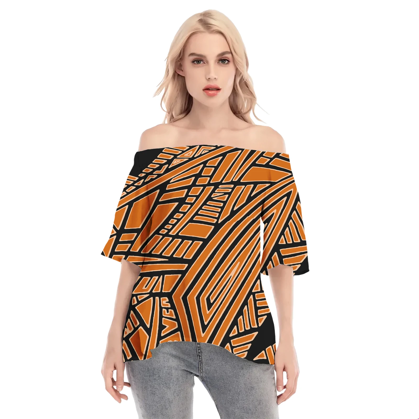 Luxury Polynesian Elei Tribal Design Custom Breathable Retro Fashion Business Casual Women New Plus Size Blouse