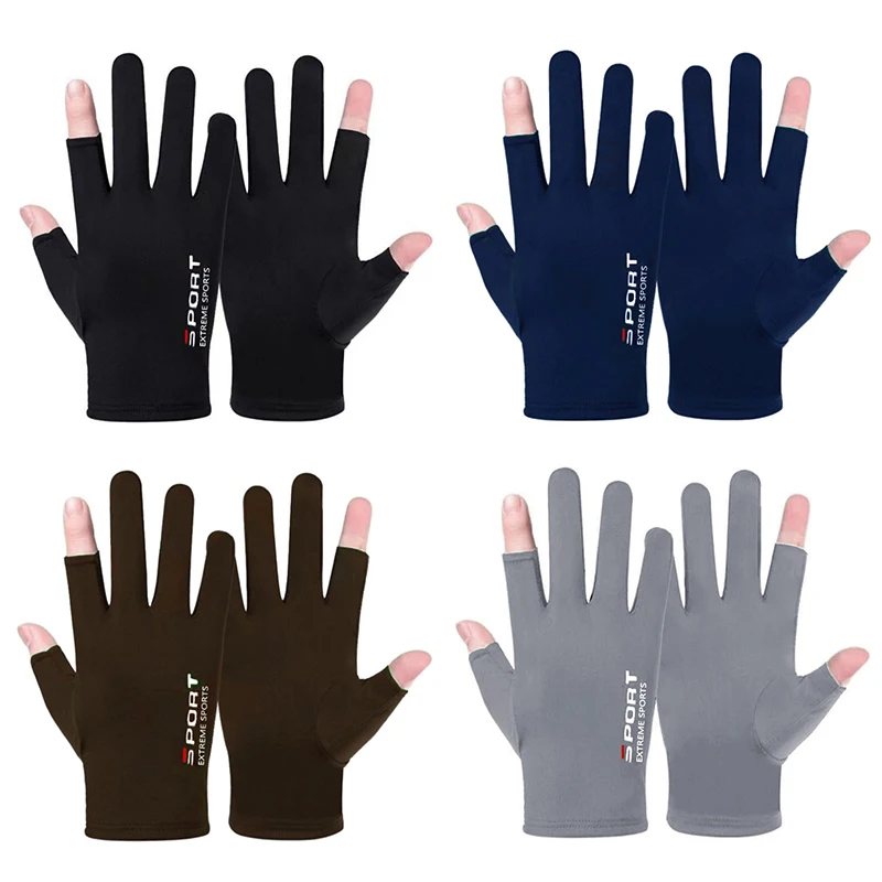 1 Pair Summer Breathable Men\'s Gloves Ice Silk Sun Proction Motorcycle Driving Glove Full Finger Moto Bike Gloves Cycling Glove