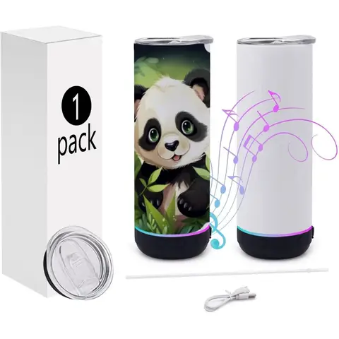 ब्लूटूथ सक्षम 20oz डबल-दीवार वाला स्टेनलेस स्टील टम्बलर स्ट्रॉ और ढक्कन के साथ, वैक्यूम इंसुलेटेड सब्लिमेशन डिज़ाइन, खाली 10 best sales 20 औंस का गिलास - №3