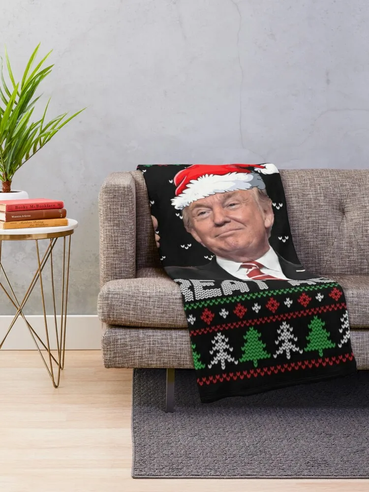 Funny Trump Make Christmas Great Again Ugly Sweater Xmas T Shirt Throw Blanket Comforter Stuffeds Polar Blankets