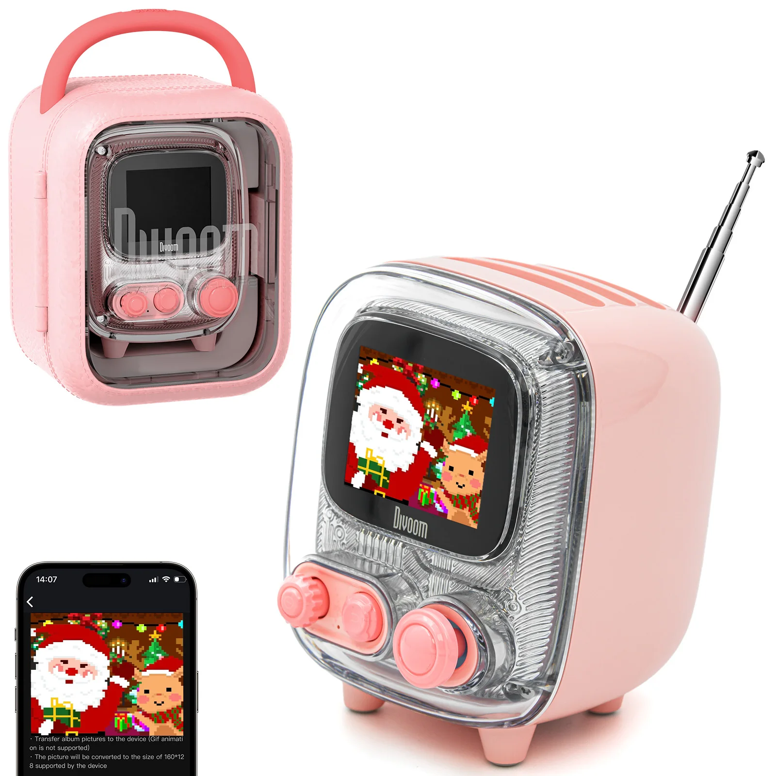 

Divoom T- Vissoo-2 Мини-маленький ТВ Портативное Радио FM с Регулируемой Антенной Винтаж Беспроводной 5.0 Bluetooth-динамик милый подарок