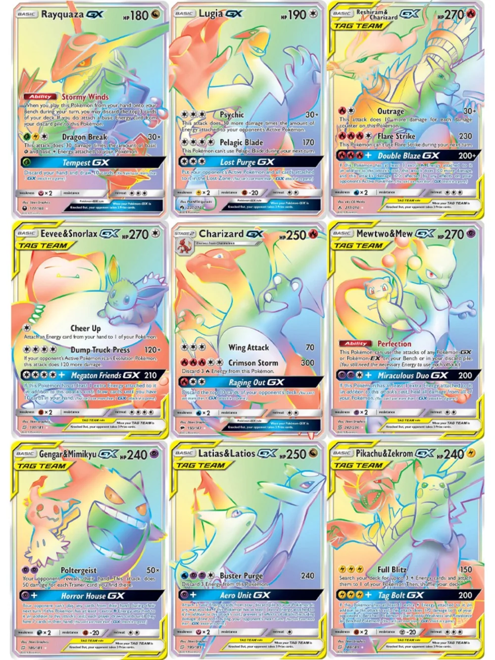 

9Pcs Pokemon Cards GX Secret Mewtwo Mew Charizard Eevee Snorlax PTCG Game Collection Rare Pokemon Cards Collectible Cards Gift