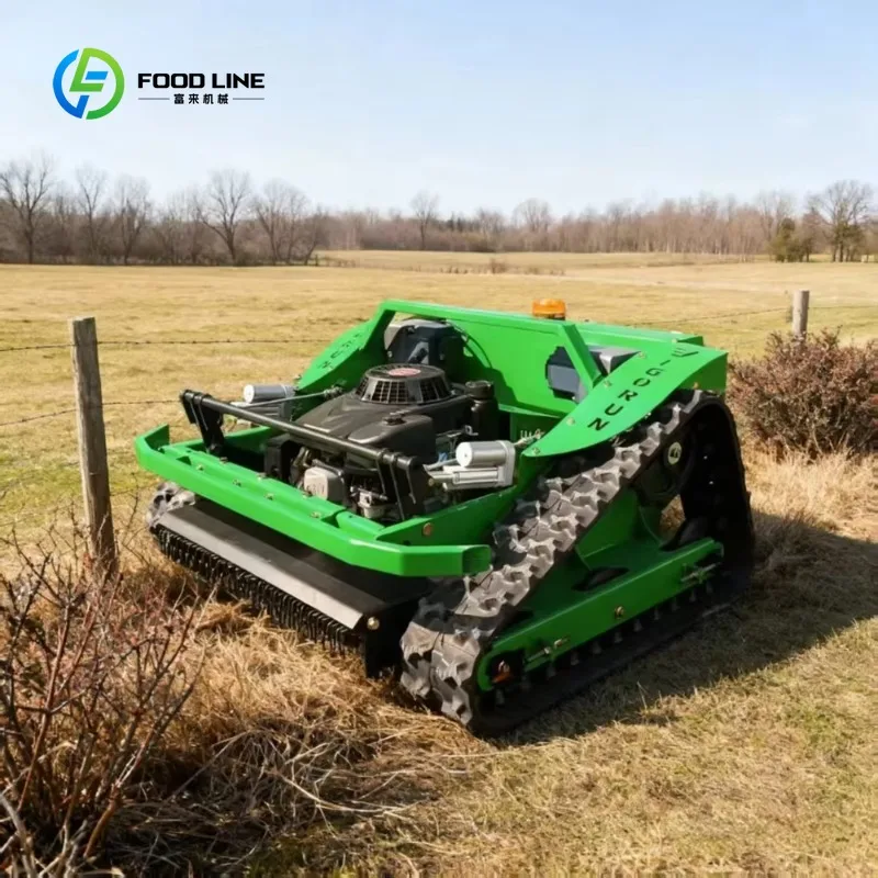 Customized Factory CE Verified 600MM Green Color Snow Plow Wireless Radio Control Track-mounted Lawn Mower Robot