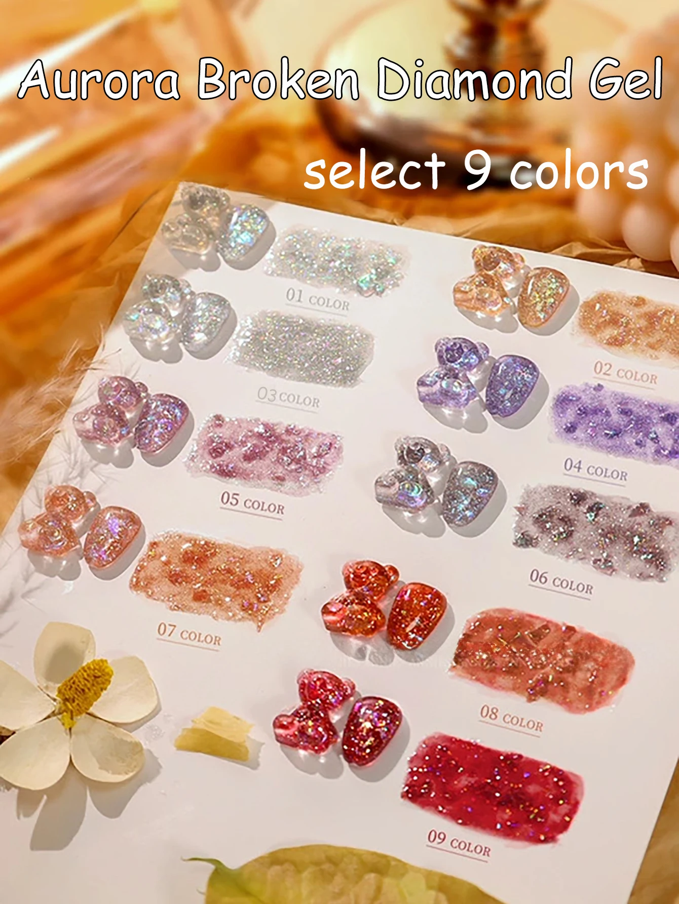 ZH 1PCS The Latest Summer Nail Designs Aurora Glitter Nail Gel Polish Red White Colorful Eye-catching Sequin Nail