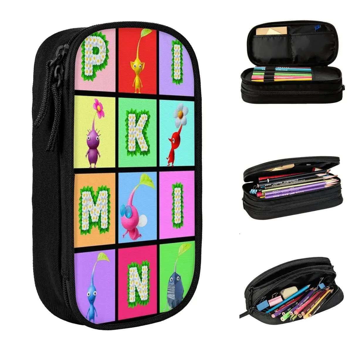 

Pikmin Collage Pencil Case Cartoon Pencilcases Pen for Girls Boys Big Capacity Bags Students School Gifts Stationery