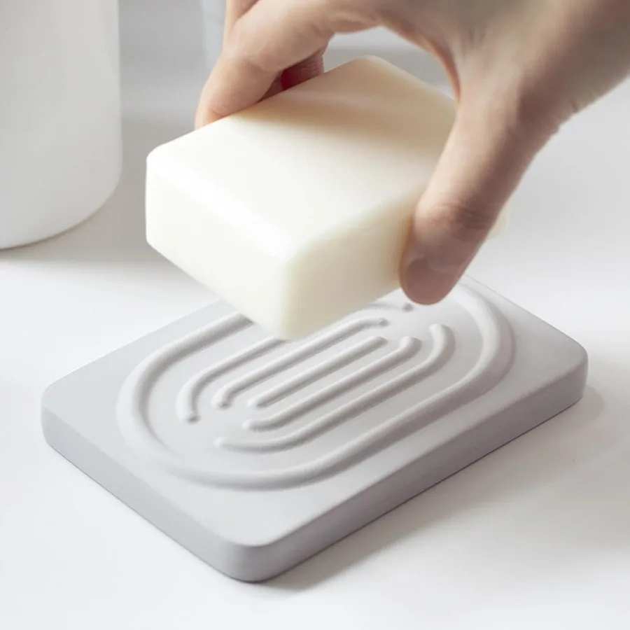 

Diatomite Soap Dish for Kitchen Organizer Quick Dry Sink Caddy Holder for Sponge Brush Toothbrush - Fast Absorbing Stone Tray L