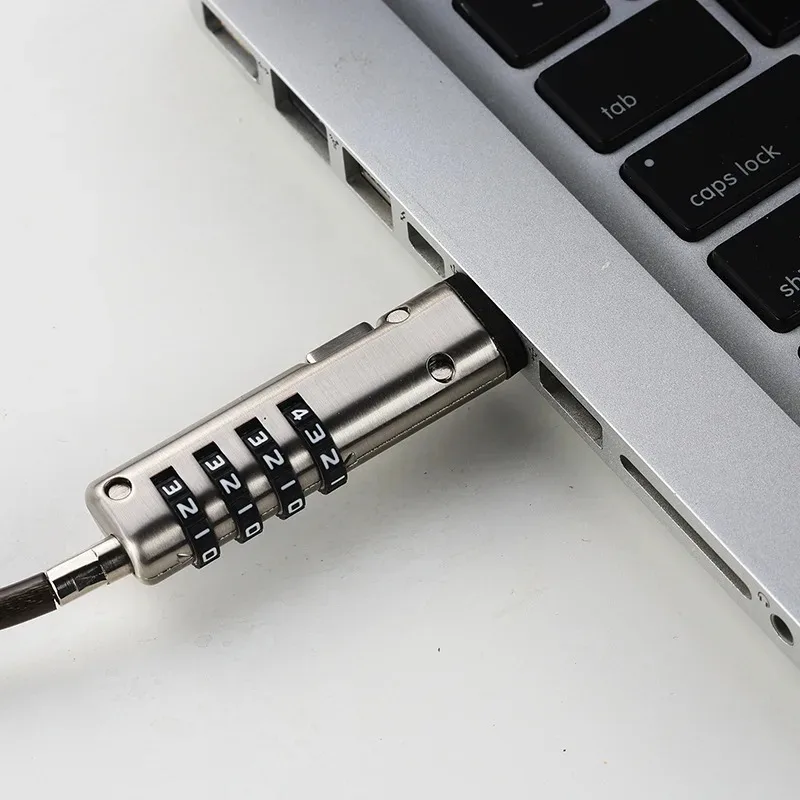 USB Notebook Laptop Combination Lock Travel 4 Digit Security Cable Chain 4 Digit Password Protections Theft Deterrent