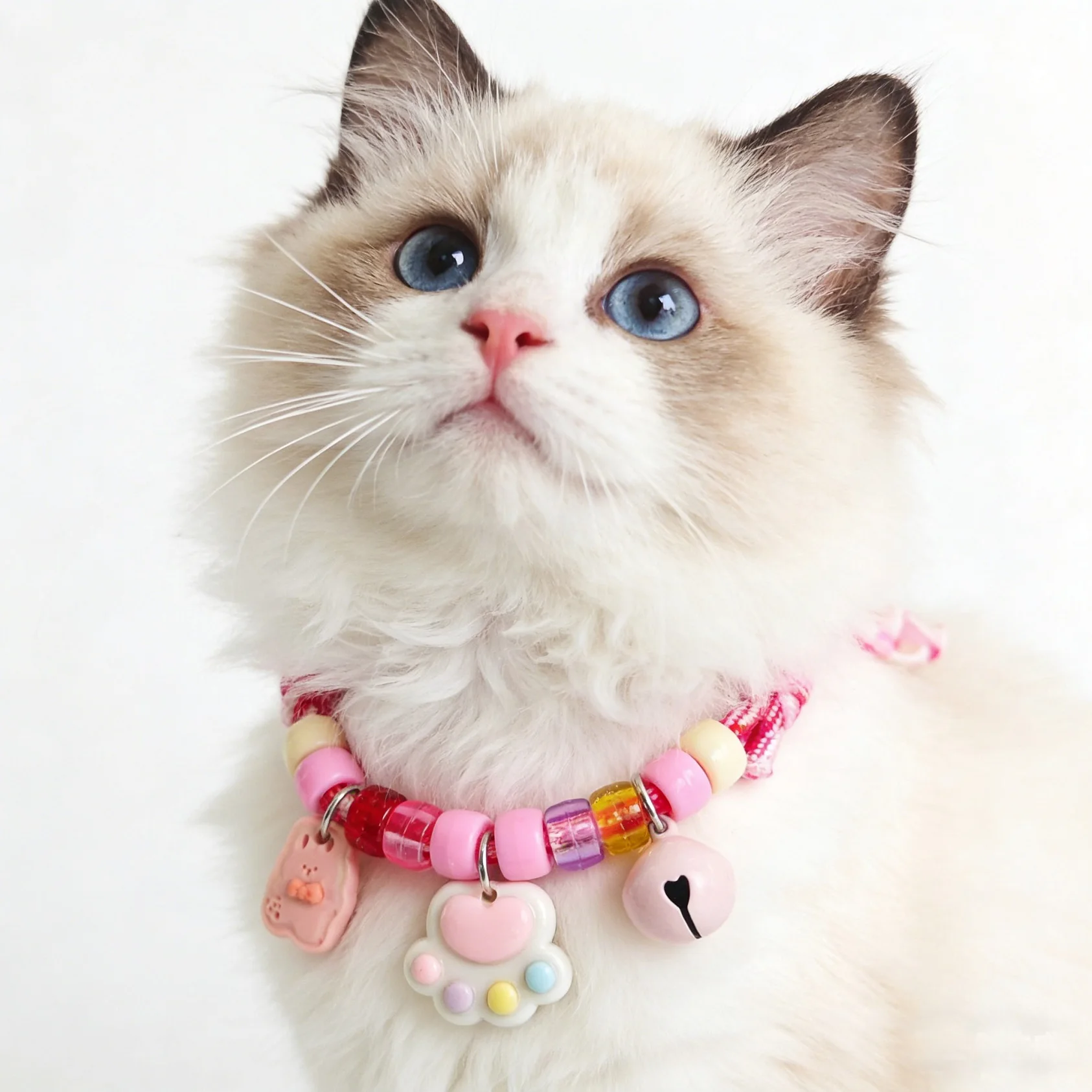 

Pet Cat Dog Collar Color Contrasting Weaving Summer Freshness Adjustable Love Smiling Face Necklace Cat Breakaway Collar