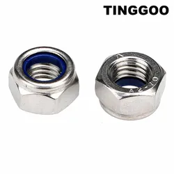 M5x0.5 M6x0.75 M8x1 M10x1 M12x1.25 M14 M16x1.5 A2 Stainless Steel Fine Thread Nylon Insert Lock Nut Hexagon Self-locking Locknut