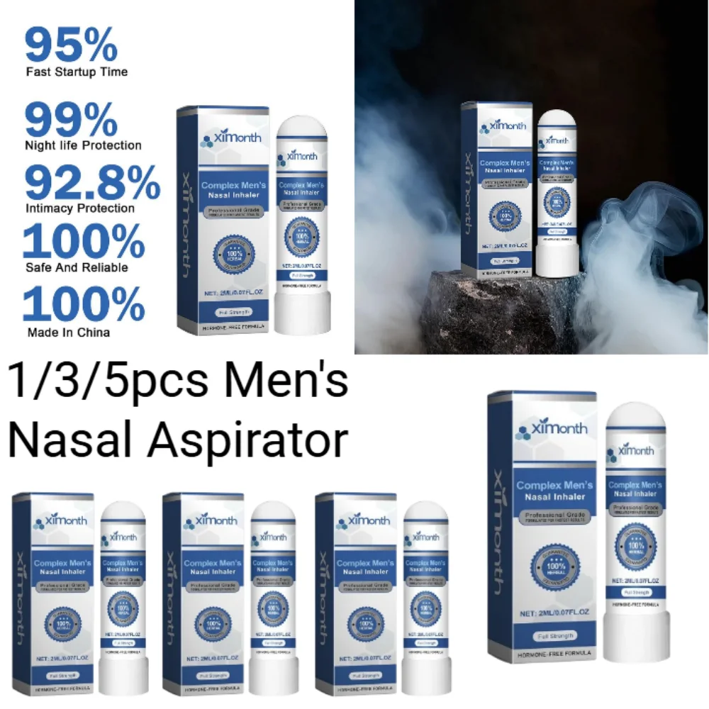 1/3/5pcs Mens Energy Boosting Nasal Suction Stick Men's Energy Enhancer Nasal Inhaler Refreshing Awakening Brain Soothe Fatigue