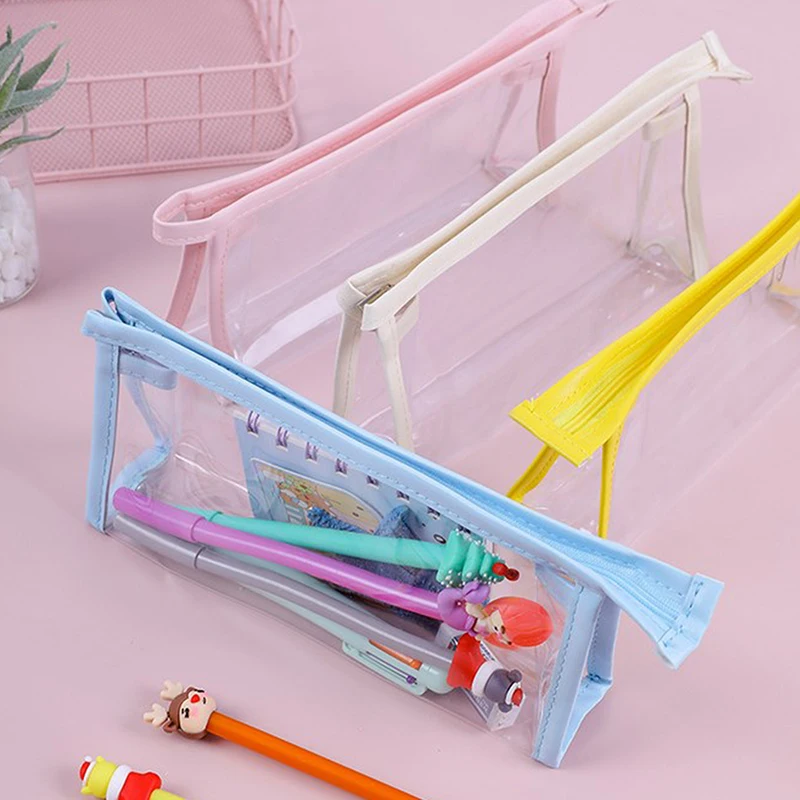 

Transparent Pencil Case Kawaii Large Capacity Soft Waterproof With Zipper School Pencil Case Trousse Scolaire School Supplies