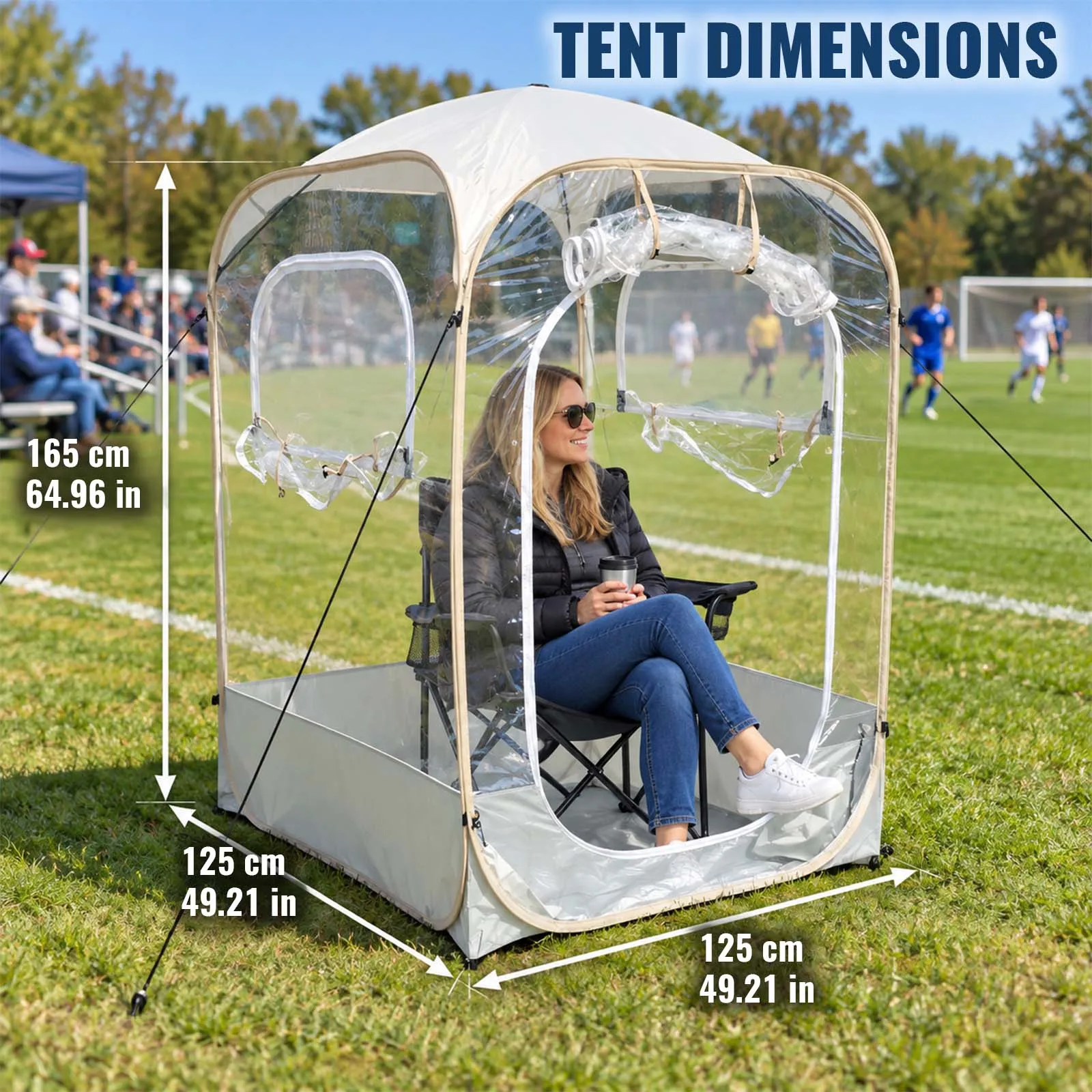 Clear Pop Up Fan Tent 1.2M Portable Foldable with Bag for Football Game Stadium Outdoor Viewing