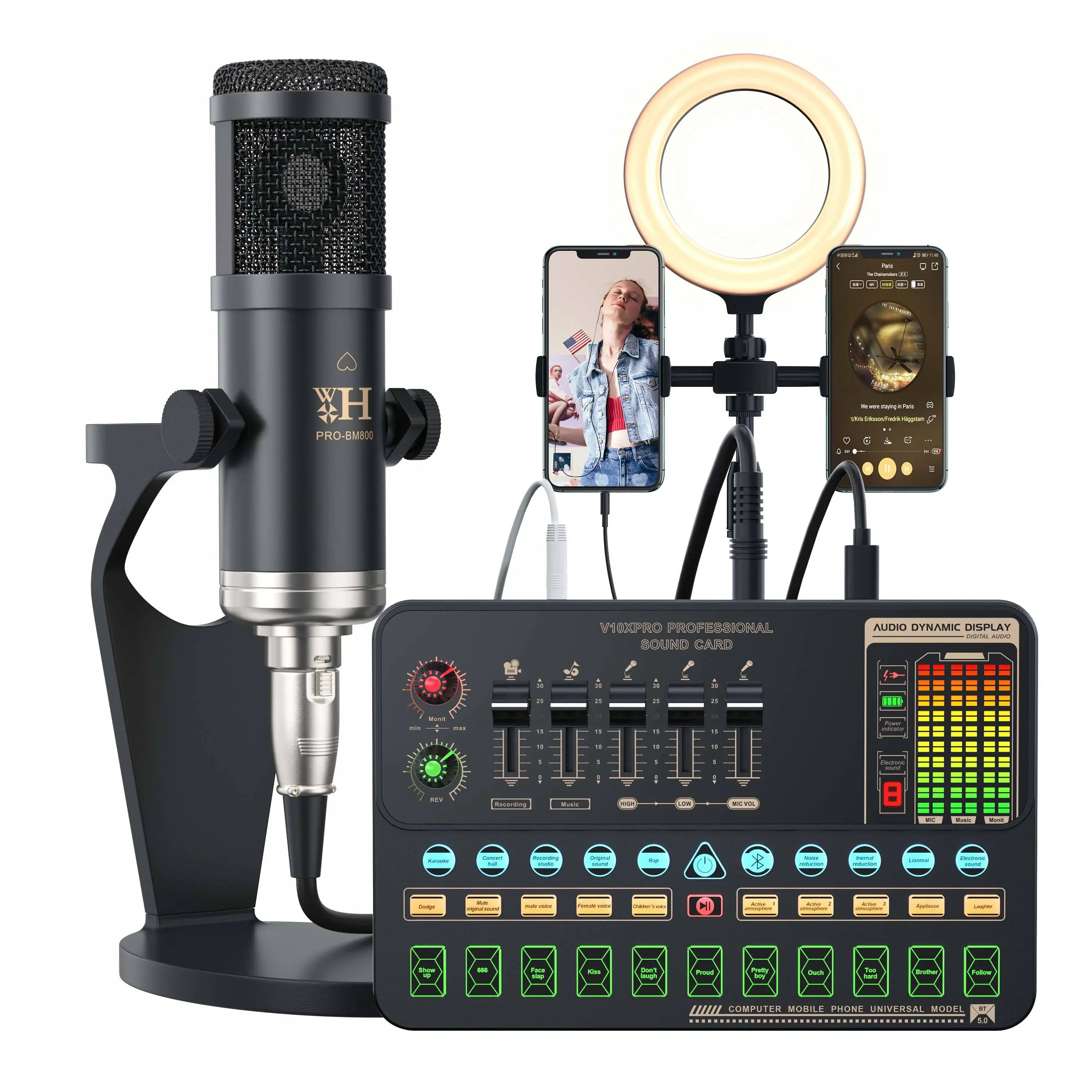 2025 hot sale Sound Card Studio Mixer Singing Noise Reduction Microphone Voice Pro BM800 Live Broadcast Phone Computer Record V1