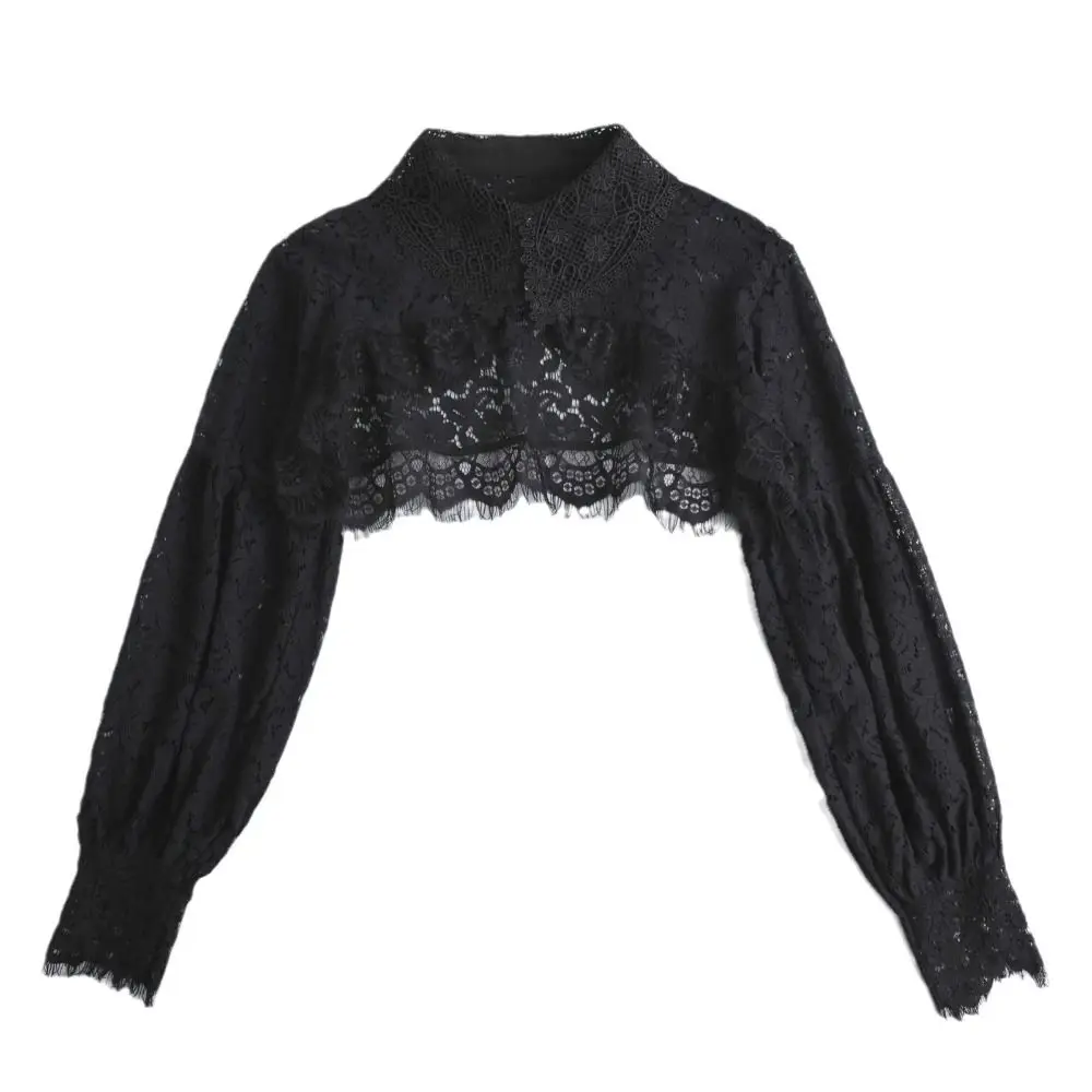 

Милая кружевная солнцезащитная шаль из шифона с цветочным накладным воротником, аксессуары для одежды для женщин