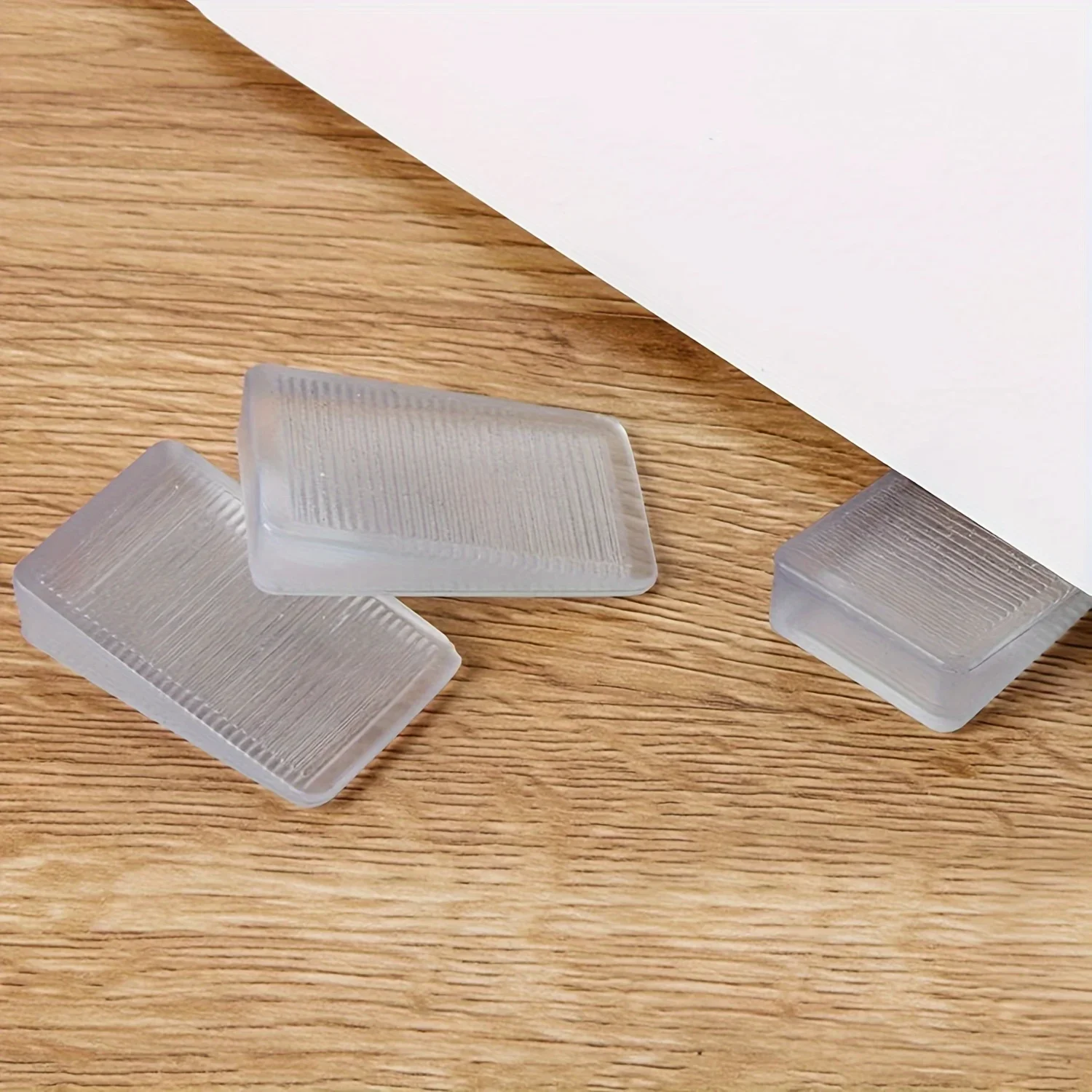 4pcs Transparent Rubber Wedge Shims - Plastic Furniture Levelers for Uneven Surfaces, Matte Finish, Cuttable Hard Table Pads