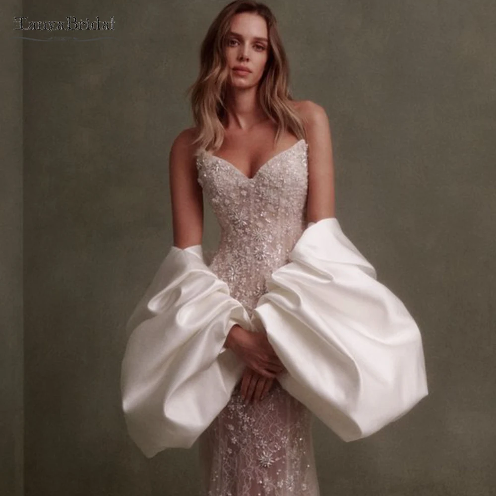 

Satin Wedding Short Cape With Sleeve Hold ,New Fashion Elegant Bridal Bolero DJ424