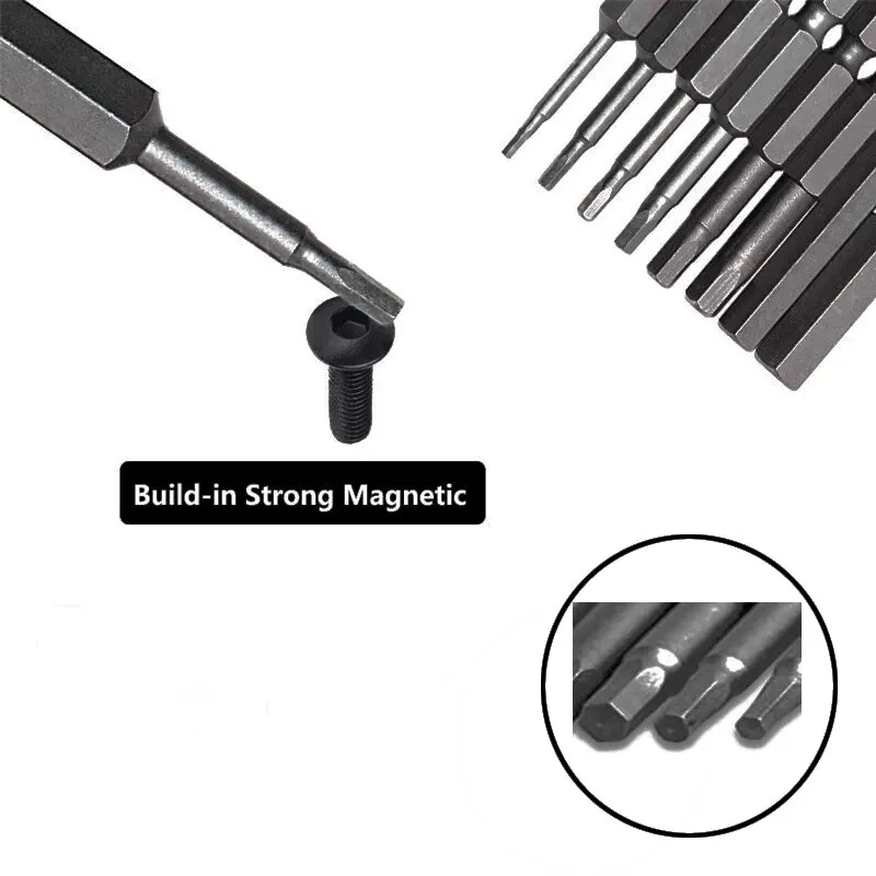 10pcs Hexagonal Bit Set Multi Standard Wear Resistant and Durable Imperial Size Hexagonal Bit S2 Alloy Steel Screwdriver Bit