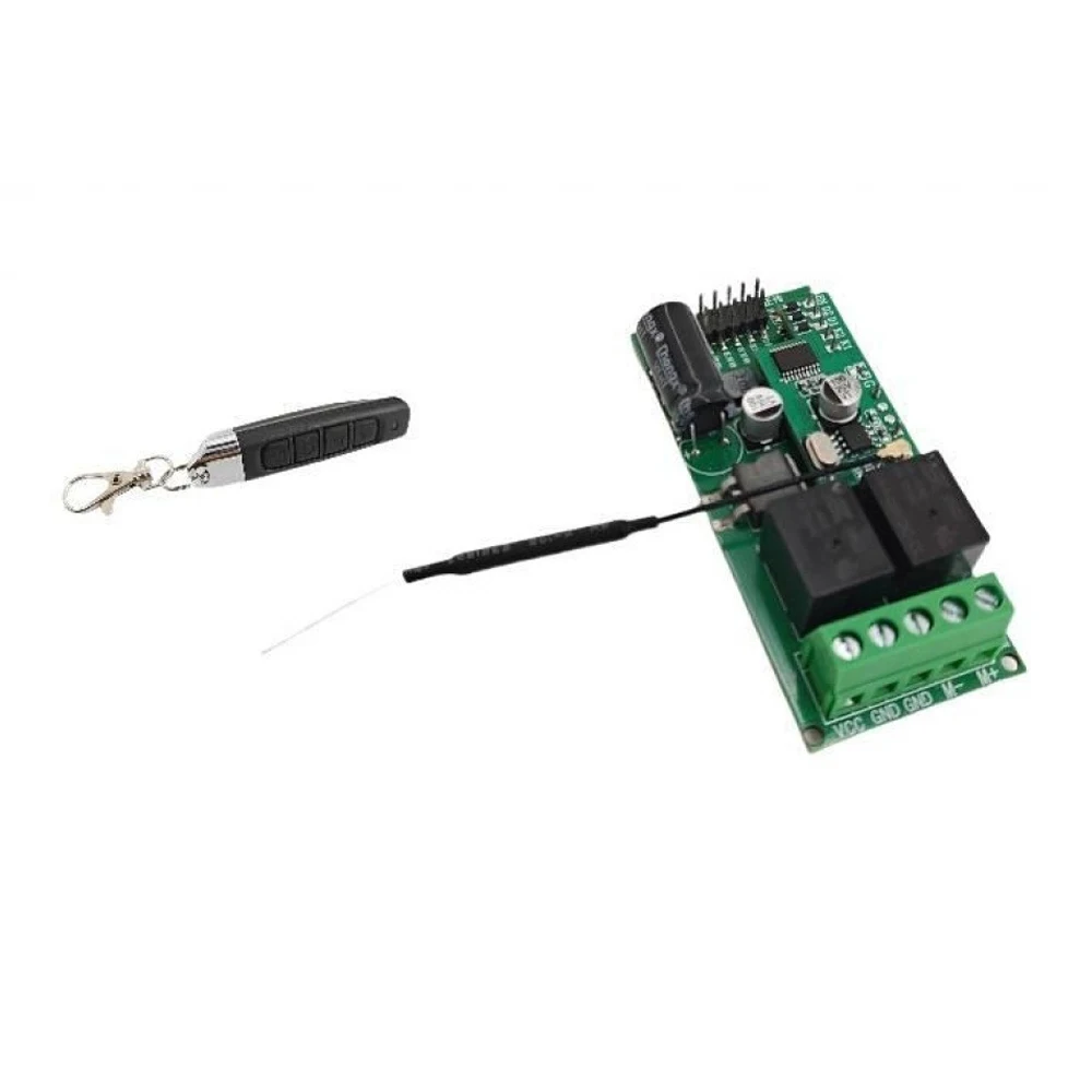 

433MHz Wireless Remote Control DC Brushed Motor Driver 5V-60V Forward Reverse Controller Self-locking Jog Mode for Smart Curtain