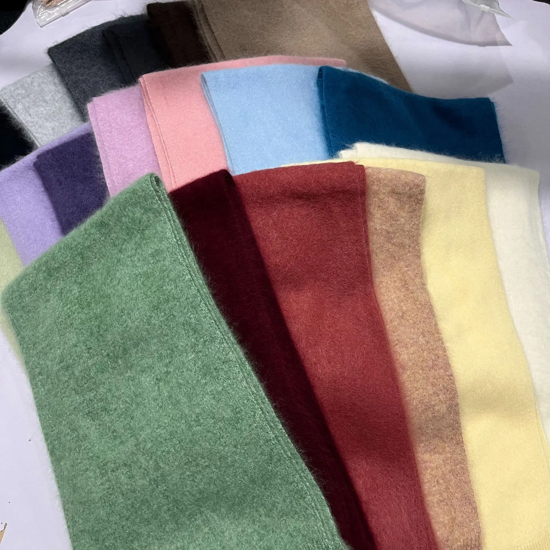 

Fuzzy Candy Color Wool Scarf Women Men Plain Scarves