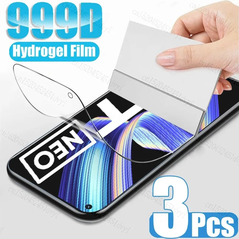 3PCS Full Cover Hydrogel Film For Realme X X2 X3 X7 X50 Pro Screen Protector GT2 GT Neo 2 2T 3 3T Narzo 30 30A 50 50A 50i Film