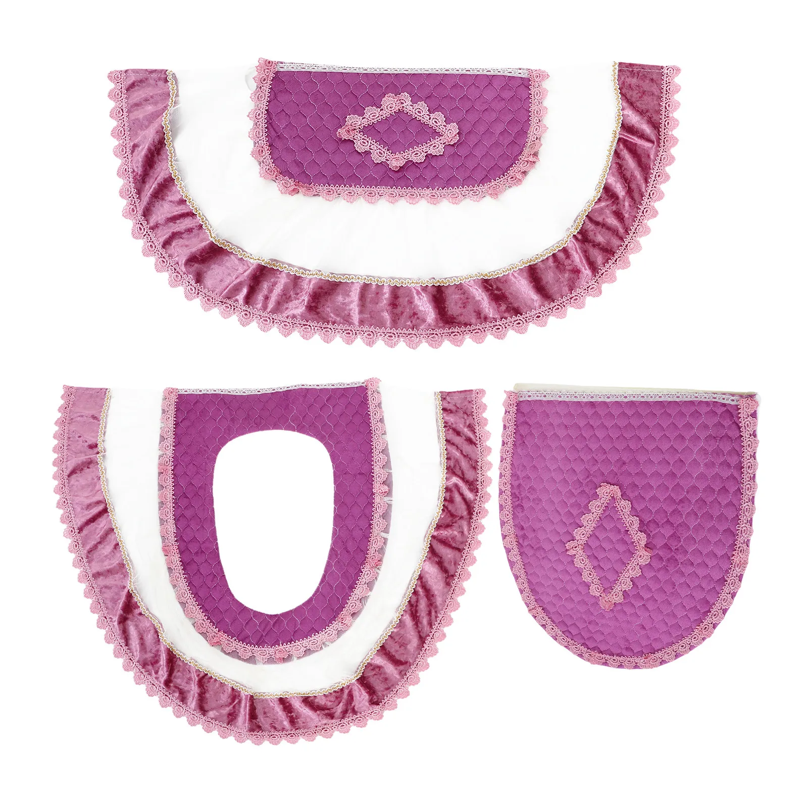 

Комплект из 3 накладок на сиденье унитаза в современном европейском стиле, декор для ванной комнаты, фиолетовый чехол на сиденье и крышку бачка унитаза