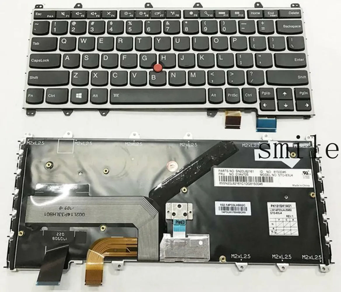 

Новая клавиатура с подсветкой для Lenovo IBM ThinkPad Yoga 260 Y370 X380, американская раскладка, серебристая рамка