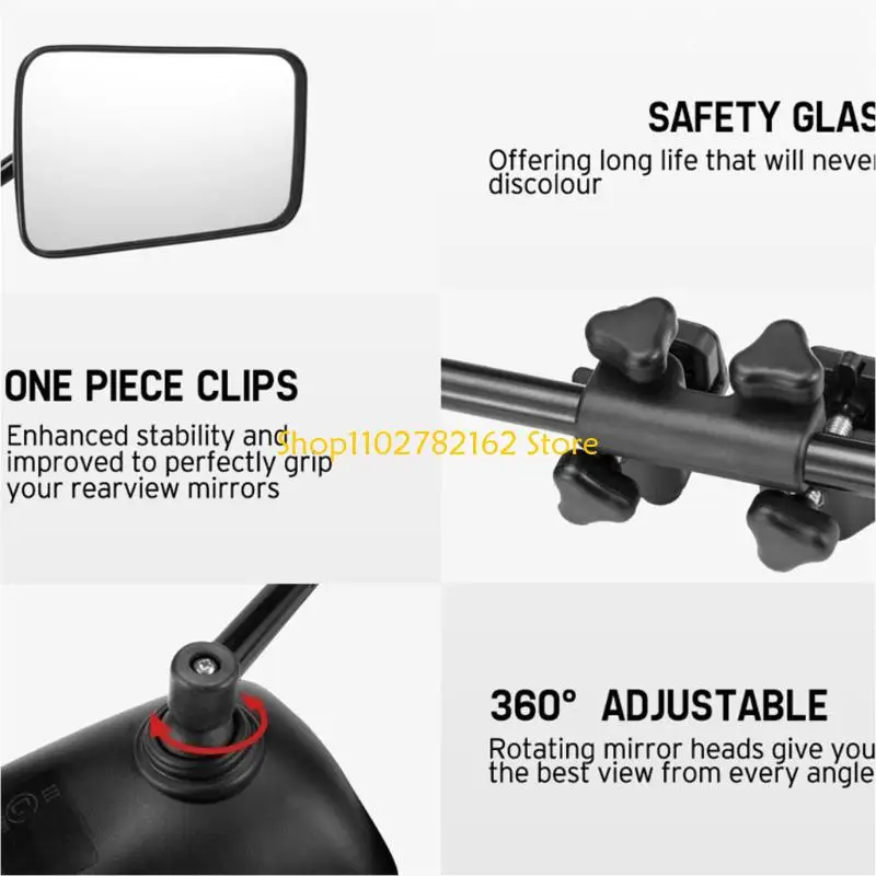

547B Pair Trailer Clip on Towing Mirror Extensions 360 Degree Adjustable Side Mirror Extenders Caravans Exterior Wing Mirror