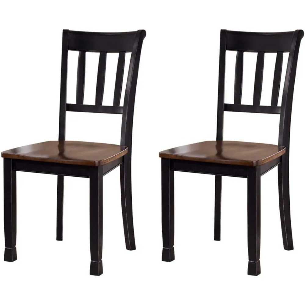 

Owingsville Modern Farmhouse Dining Room Side Chair, Set of 2, Black and Brown 22.75"D x 18.25"W x 38"H