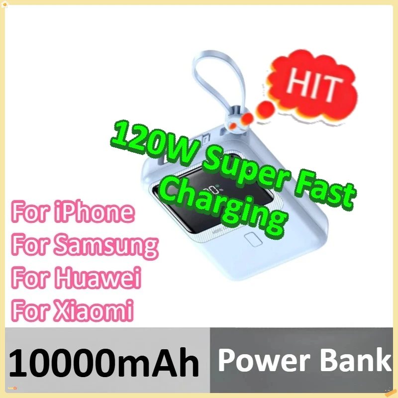 

10000mAh Power Bank For iPhone 17/16/15/14/13 For Samsung For Huawei For Xiaomi Mobile Power Supply 120W Super Fast Charging