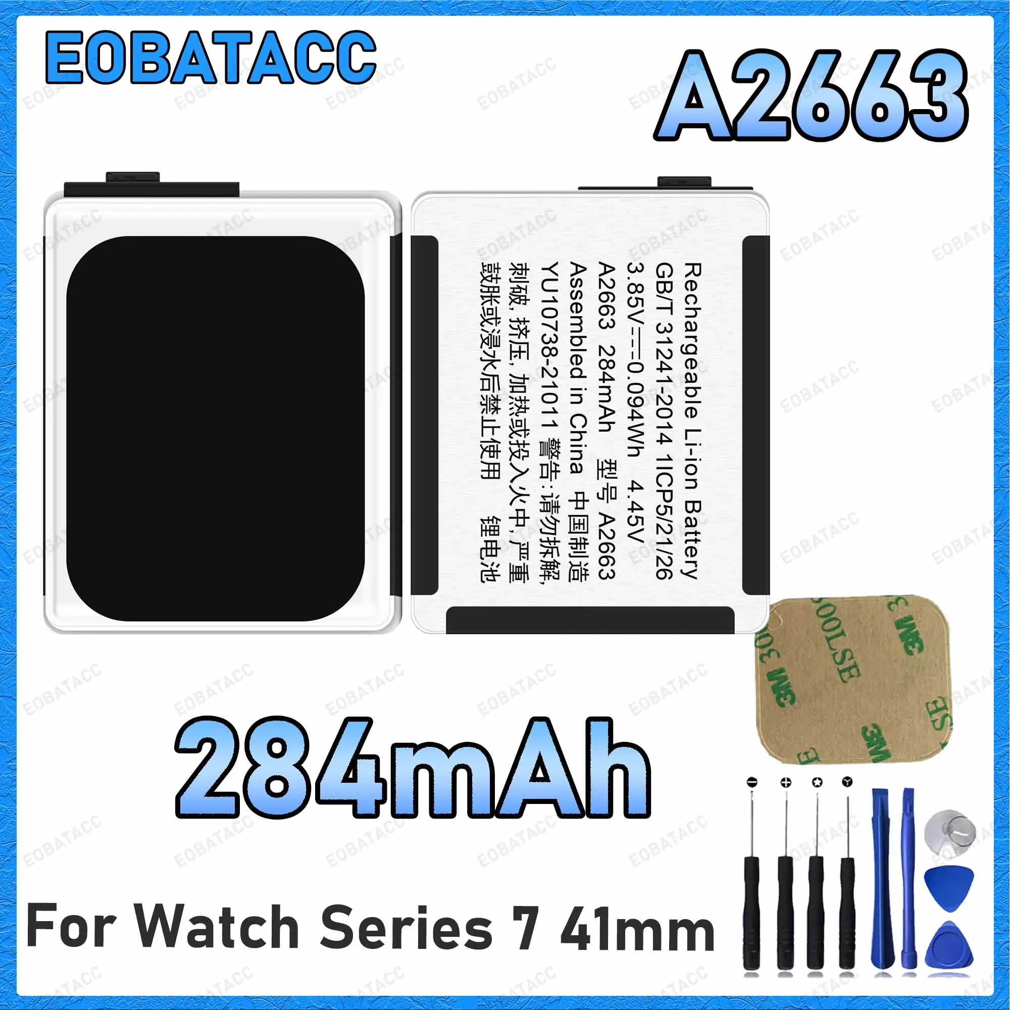 A2663 284mAh Large capacity Battery For Watch Series 7 41mm Batteries New High Quanlity+Free Tools